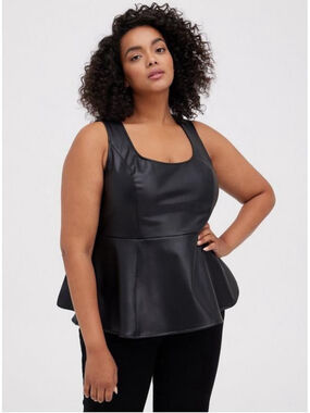 Torrid Peplum Faux Black Leather Top